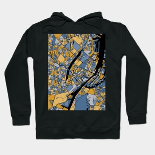 Copenhagen Map Pattern in Blue & Gold Hoodie